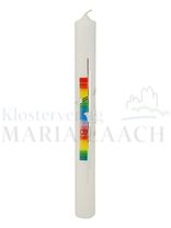 Kerze Regenbogenfarben-silber mit Taube und Wellen, 400/40 mm<span class=prodhide>871048</span>