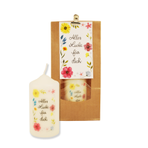 Alles Liebe für dich, Kerze 120/50 mm in Tüte, mit Kärtchen<span class=prodhide>871415</span>