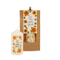 Ein Tag voller Glück, Kerze 120/50 mm in Tüte, mit Kärtchen<span class=prodhide>871417</span>