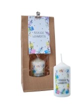 Fröhliche Weihnachten, Kerze 100/50 mm in Tüte, mit Kärtchen<span class=prodhide>871423</span>