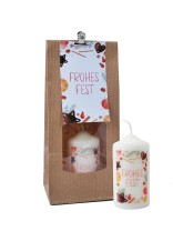 Frohes Fest, Kerze 100/50 mm in Tüte, mit Kärtchen<span class=prodhide>871425</span>