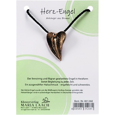 Halsanhänger Herz-Engel, 3,2 x 2,2 cm, mit schwarzer Schnur<span class=prodhide>801268</span>