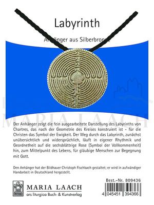 Halsanhänger Labyrinth, Ø 3,4 cm, Silberbronze, mit schwarzer Schnur<span class=prodhide>809436</span>