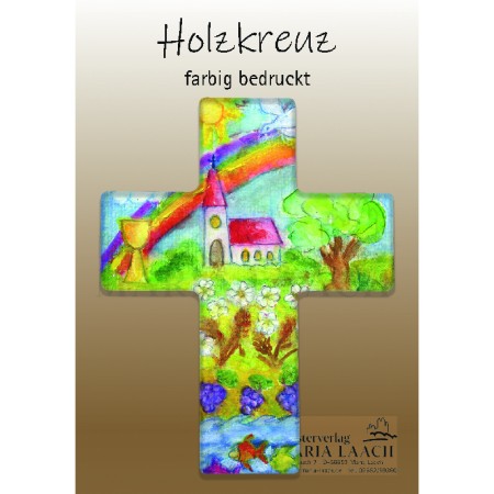 Holz-Kreuz Regenbogen, 9 x 7 cm"<span class=prodhide>810184</span>