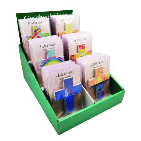 Nachfüll-Pack für Display mit 6 x 6 Holz-Kreuzen auf Kärtchen, 9 x 7 cm"<span class=prodhide>810188</span>