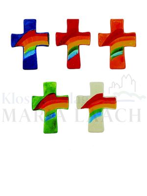 VE 5 Handschmeichler Handkreuz mit Regenbogen, gemischt, 5,5 x 4,5 x 1,5 cm<span class=prodhide>831241</span>
