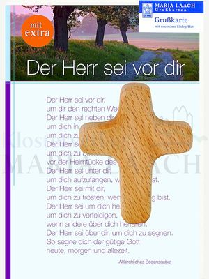 Handschmeichlerkreuz & Grußkarte mit Gebetstext Der Herr sei vor dir ...,17 x 12 cm<span class=prodhide>840051</span>