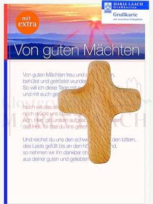 Handschmeichlerkreuz & Grußkarte mit Gebetstext Von guten Mächten ..., 17 x 12 cm<span class=prodhide>840052</span>