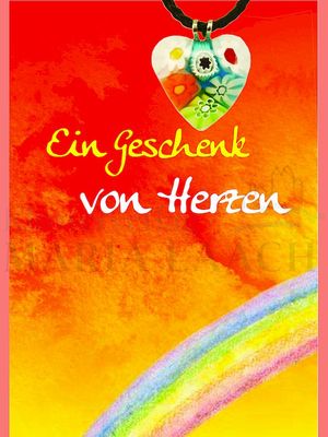 Halsanhänger Herz bunt, auf Minicard Ein Geschenk von Herzen, 11,2 x 8 cm<span class=prodhide>841456</span>