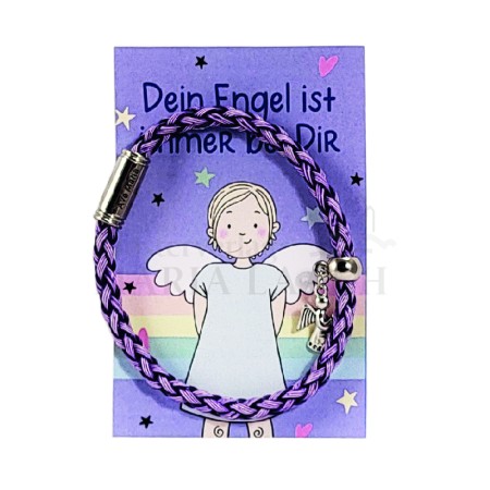 Dein Engel ist immer bei Dir, Armband lila auf Kärtchen<span class=prodhide>841492</span>