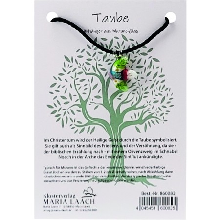 Taube, mehrfarbig, 1,8 x 1,5 cm, aus venezianischem Muranoglas, mit schwarzer Schnur<span class=prodhide>860082</span>