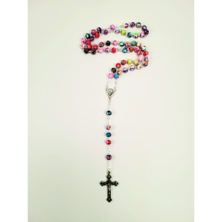 Taschenrosenkranz bunte Perlen, klein, gekettet, 50 cm lang<span class=prodhide>860389</span>