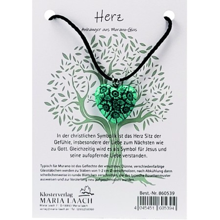 Halsanhänger Herz türkis, Ø 2 cm, mit schwarzer Schnur<span class=prodhide>860539</span>