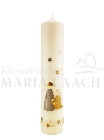 Kerze Heilige Familie klassisch gold/silber, mit Wachsauflage, 400/80 mm<span class=prodhide>871295</span>