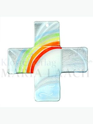 Glaskreuz, Regenbogen, klar-weiß, 18 x 18 cm<span class=prodhide>890032</span>